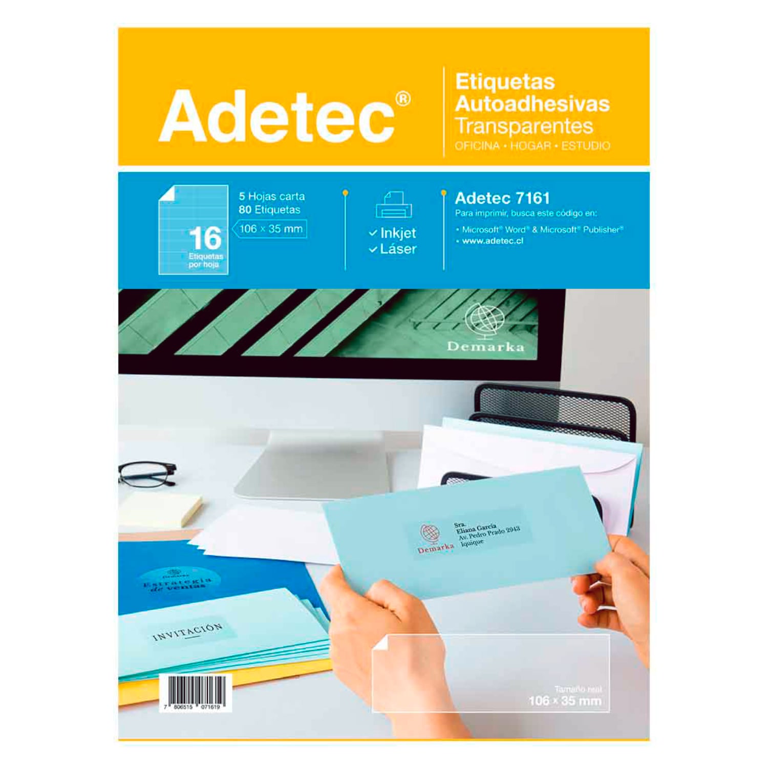80 ETIQUETAS AUTOADHESIVAS TRANSPARENTES DE 106X35 MM - 1