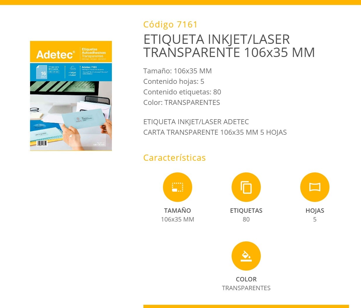 80 ETIQUETAS AUTOADHESIVAS TRANSPARENTES DE 106X35 MM - 2