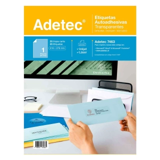 ETIQUETAS AUTOADHESIVAS TRANSPARENTES 5 HOJAS TAMAÑO CARTA - 1