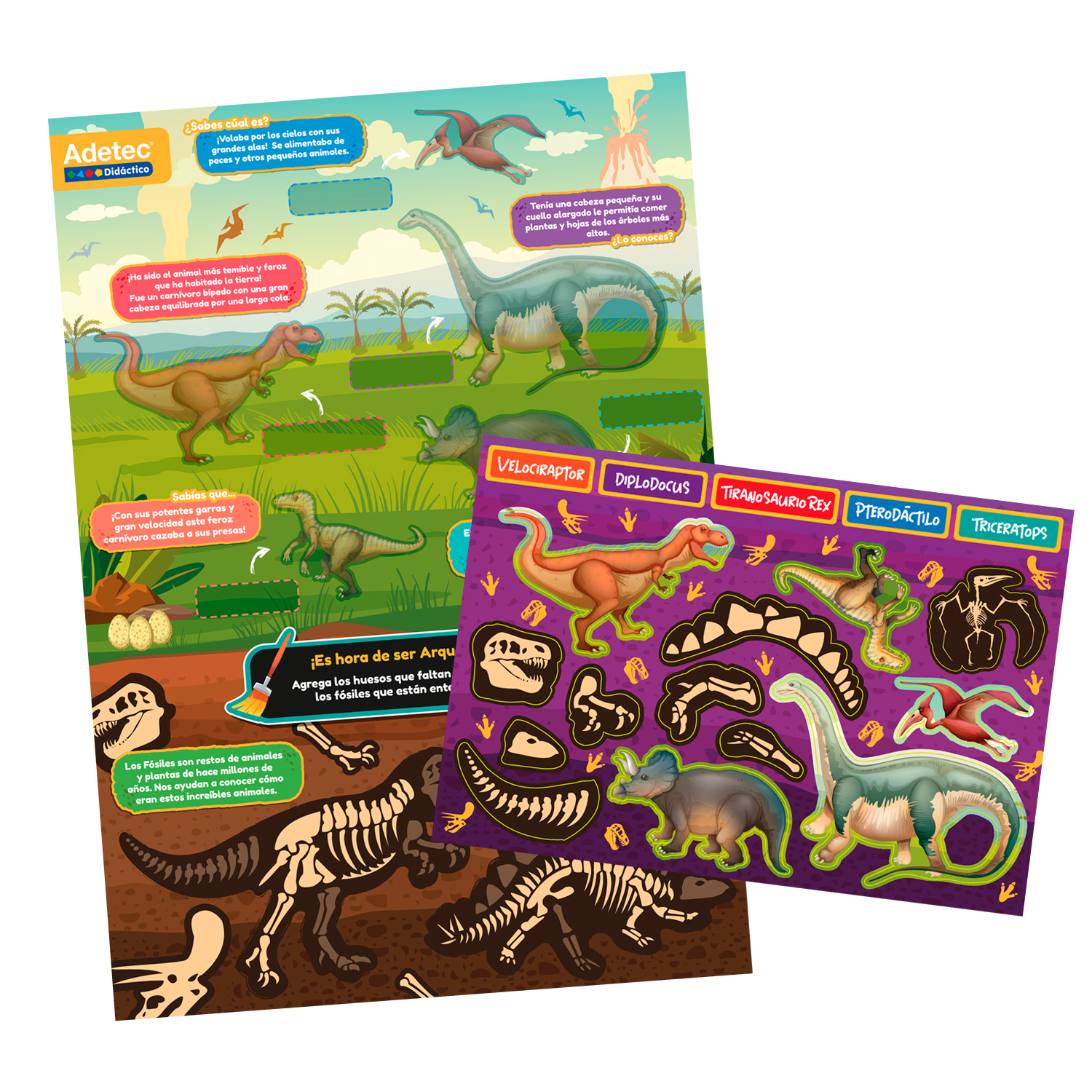 DINOSAURIOS LÁMINAS MAGNÉTICAS JUEGA Y APRENDE - 2