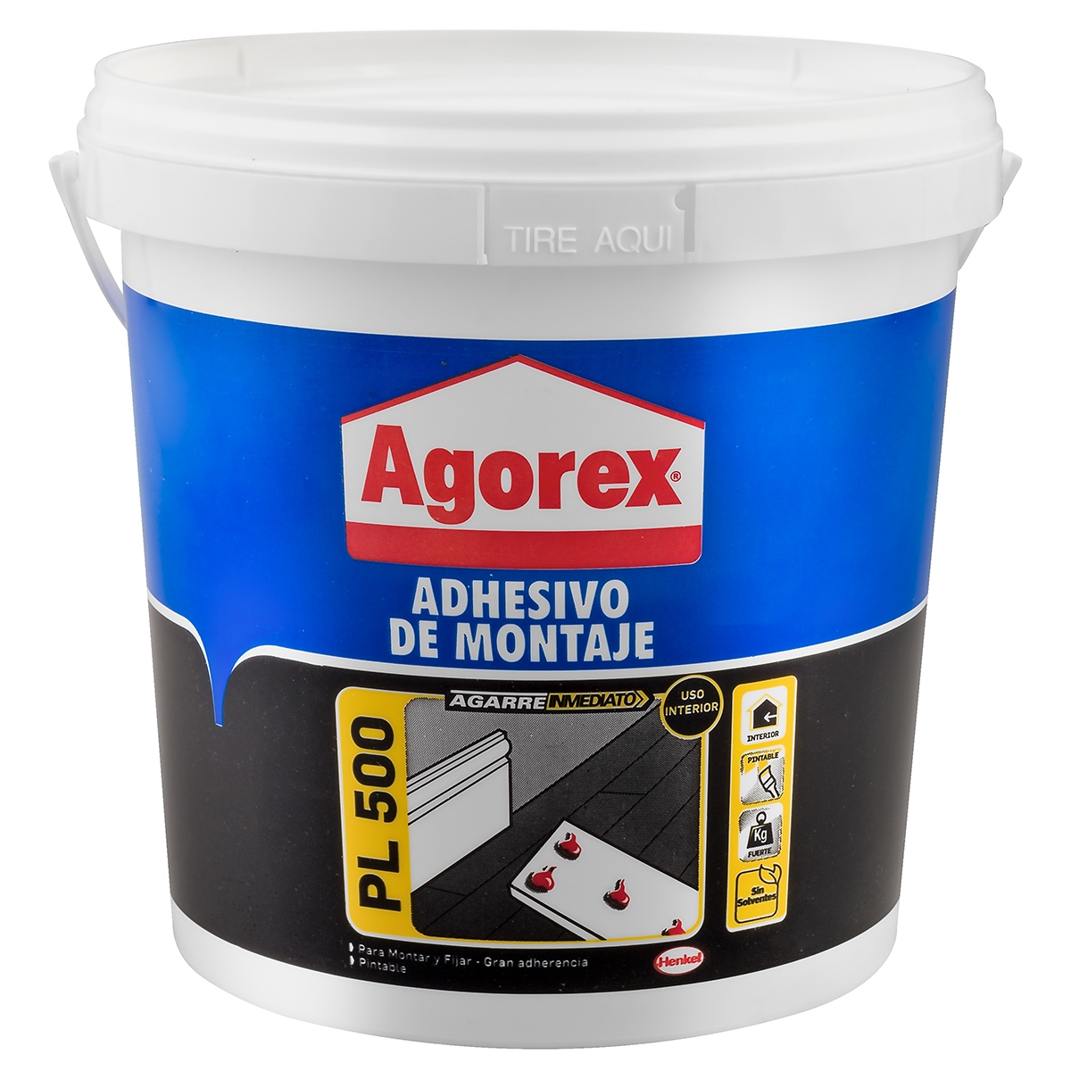 PEGAMENTO ADHESIVO DE MONTAJE HENKEL ADHESIVES PL 500 AGOREX 3.8 KG - 1