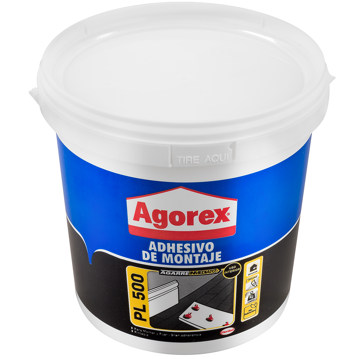 PEGAMENTO ADHESIVO DE MONTAJE HENKEL ADHESIVES PL 500 AGOREX 3.8 KG - 7