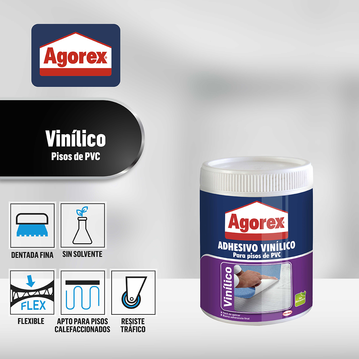 PEGAMENTO ADHESIVO HENKEL ADHESIVES 900 GR PARA REVESTIMIENTOS AGOREX VINILICO - 5
