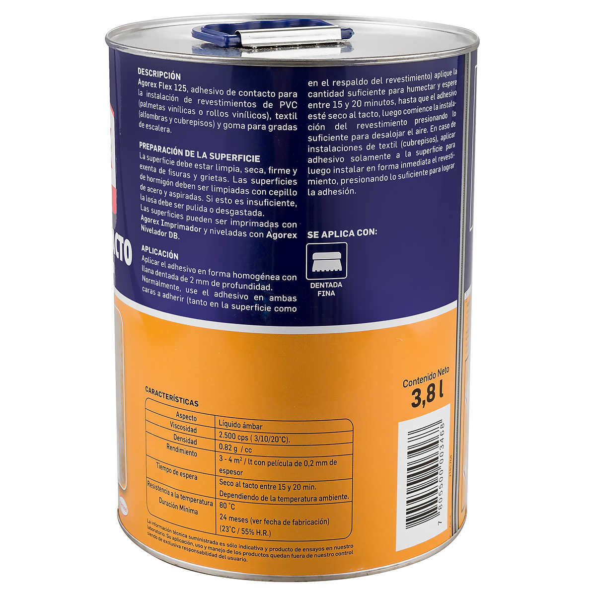 PEGAMENTO ADHESIVO DE CONTACTO HENKEL ADHESIVES AGOREX FLEX 125 GALON - 3