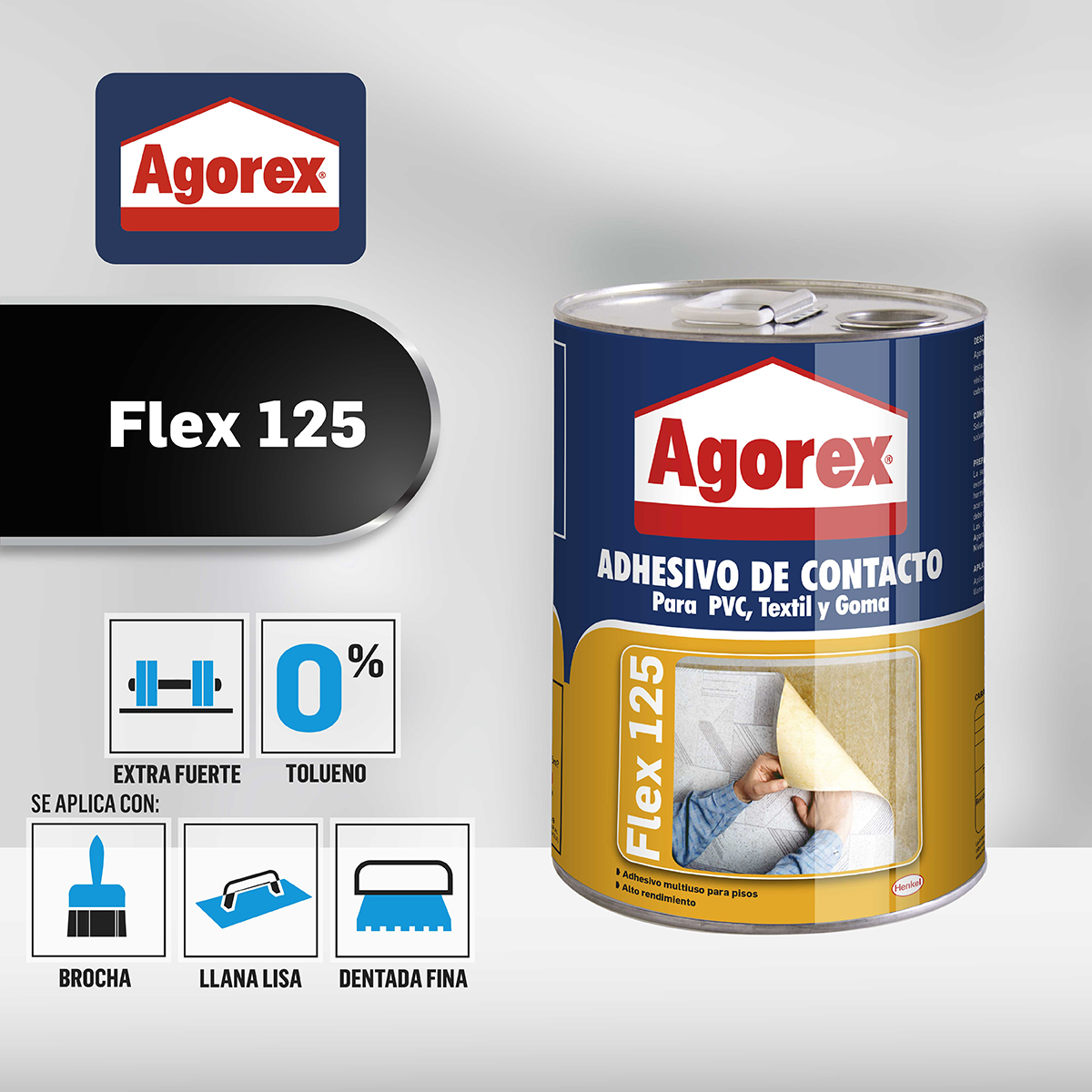 PEGAMENTO ADHESIVO DE CONTACTO HENKEL ADHESIVES AGOREX FLEX 125 GALON - 5