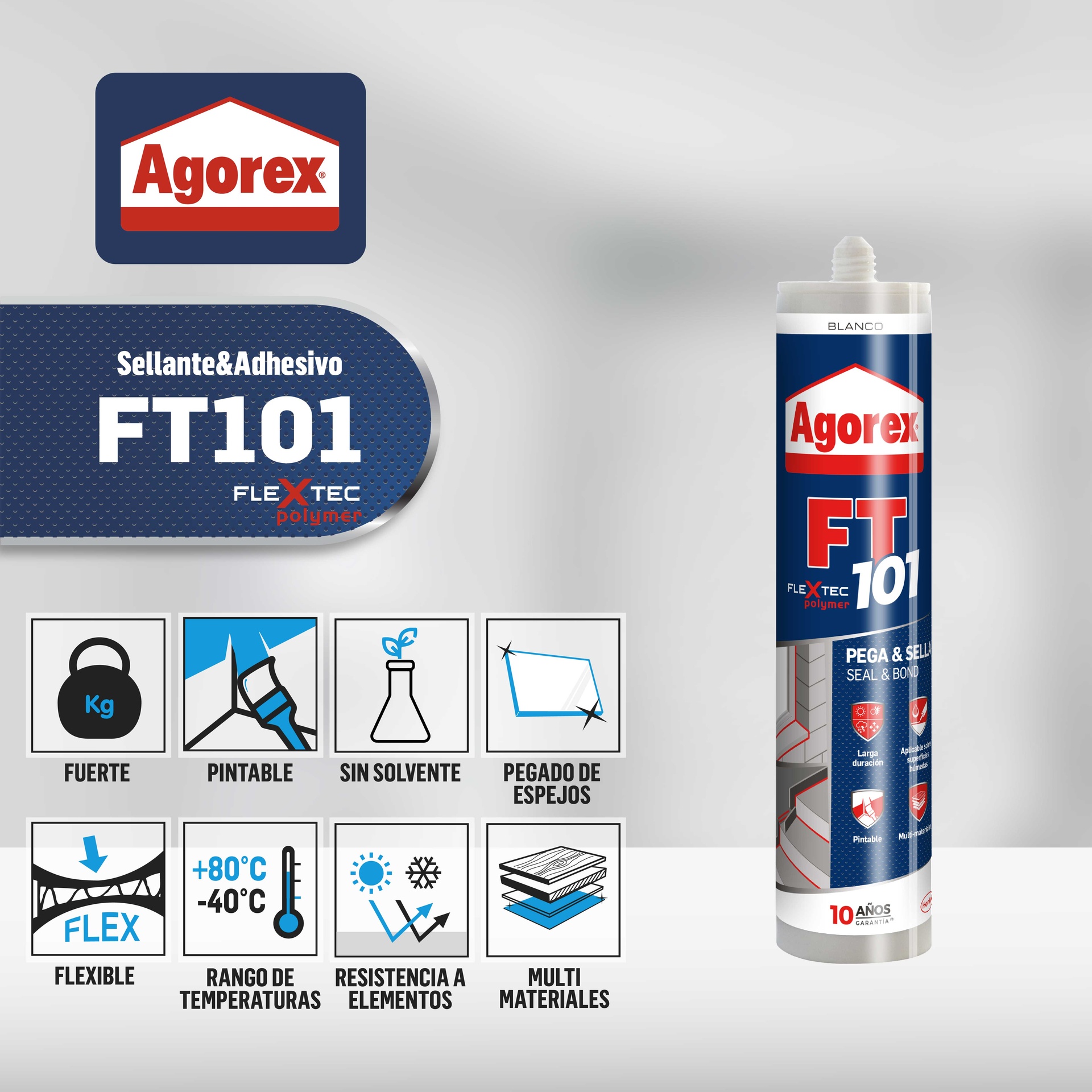 ADHESIVO SELLANTE PROFESIONAL HENKEL ADHESIVES AGOREX FT101 BLANCO 300 ML - 3