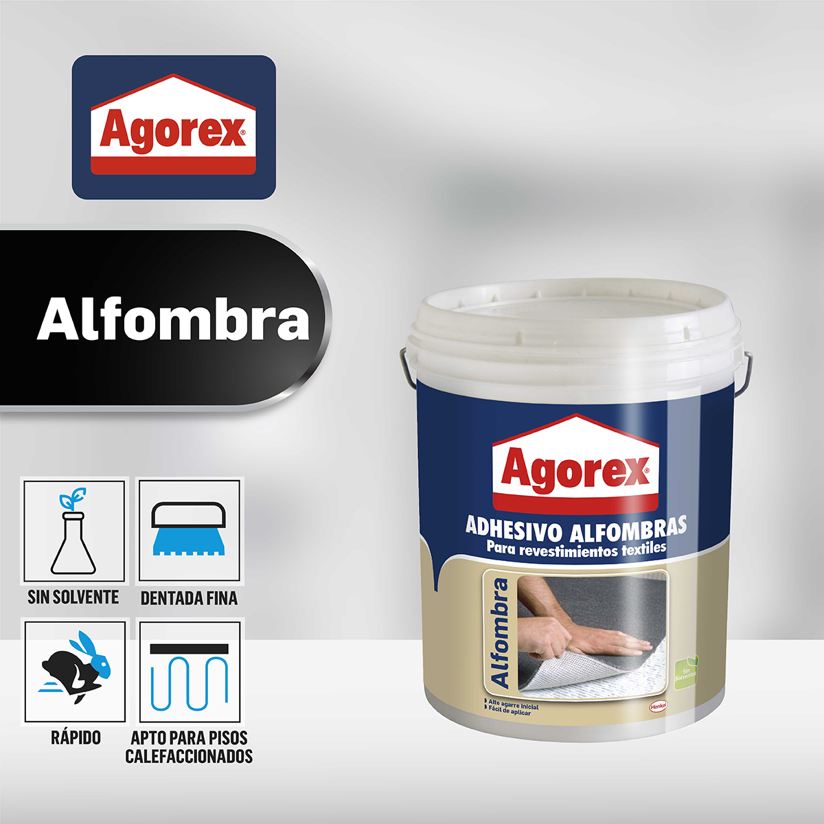 PEGAMENTO ADHESIVO HENKEL ADHESIVES PARA REVESTIMIENTOS AGOREX ALFOMBRA 4.5 KG - 5
