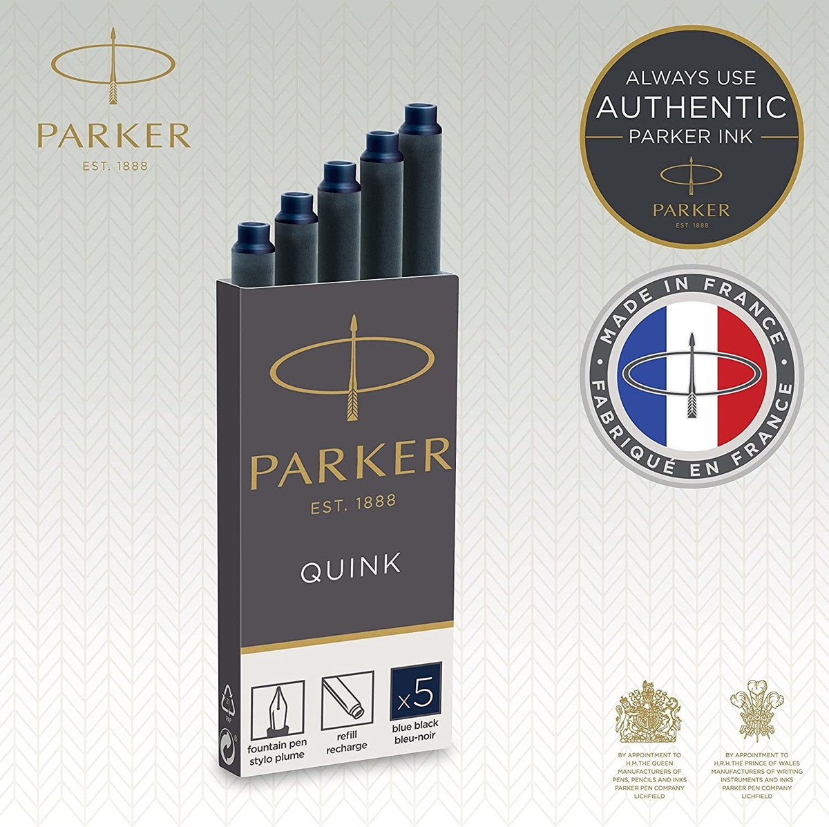 REPUESTOS PARA PLUMAS PARKER 5 REPUESTOS QUINK PARA PLUMAS CARTUCHOS TINTA NEGRO - 2