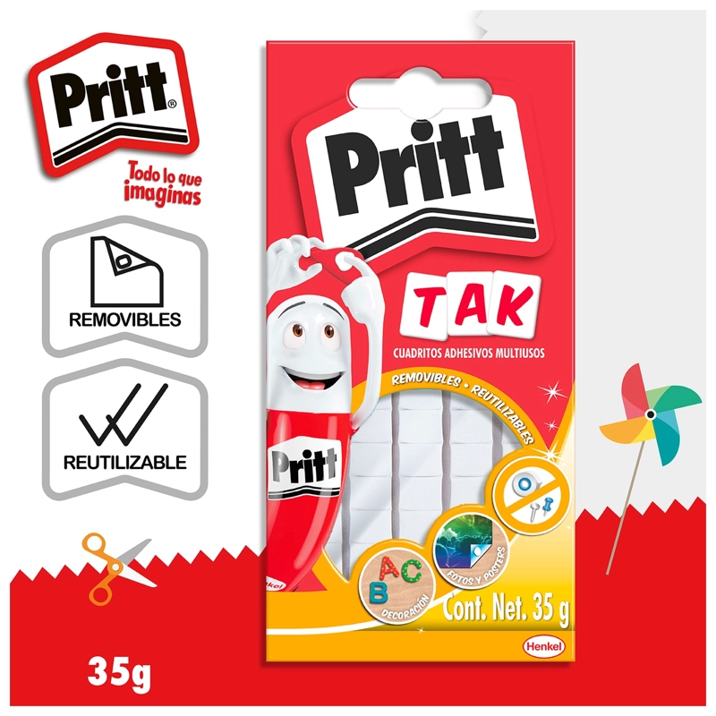 CUADRITOS ADHESIVOS PRITT TAK MULTIUSOS 35 G BLANCO PARA POSTERS Y MANUALIDADES - 3