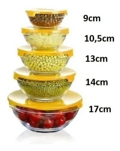 BOWL DE VIDRIO (SET DE 5 PIEZAS) IDEAL PARA REFRIGERAR ALIMENTOS - 5