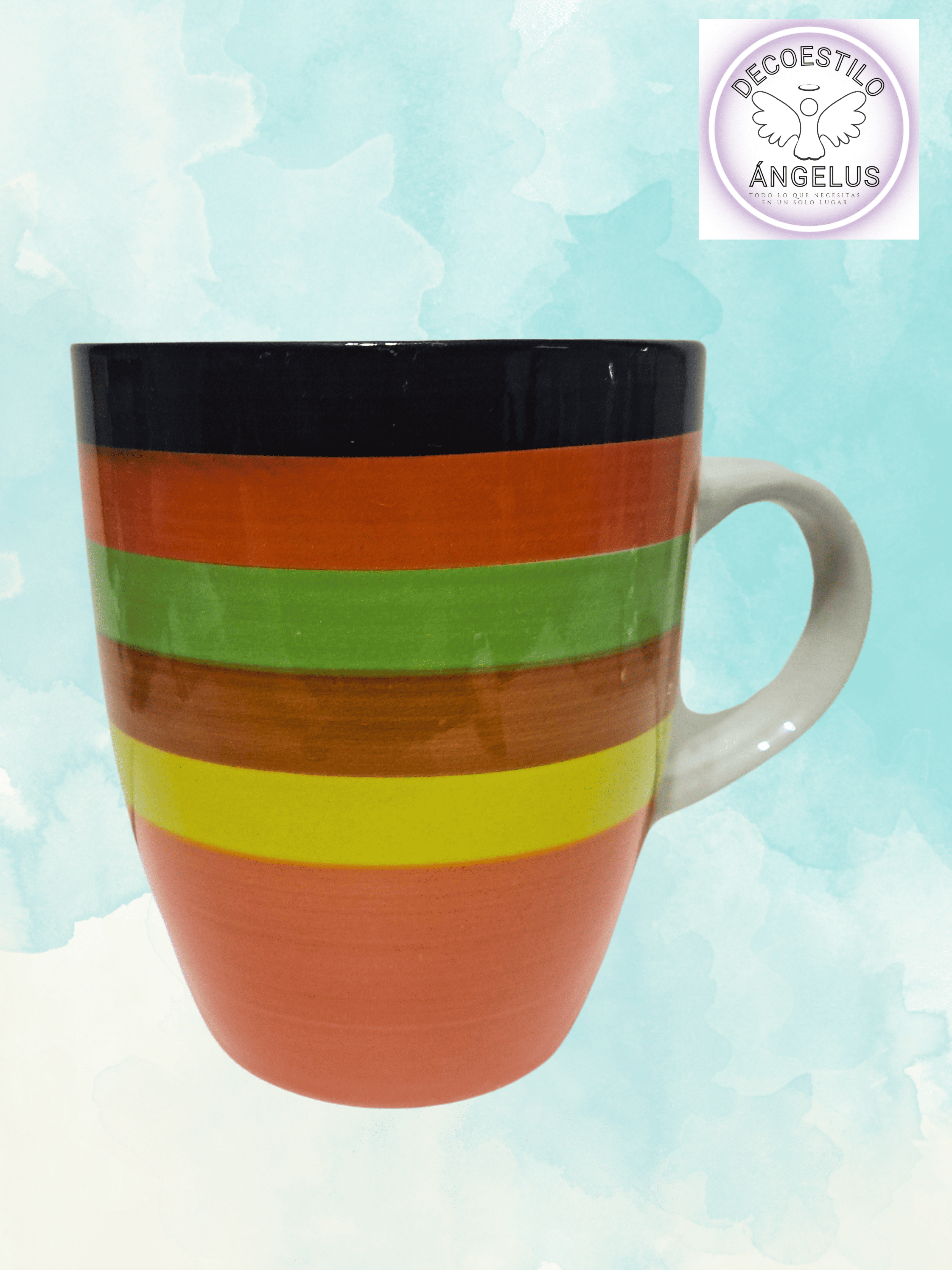 JUEGO DE TAZAS JARROS COLORIDAS DE LOZA (6 PIEZAS ) RESISTENTE AL CALOR (500 ML) - 2