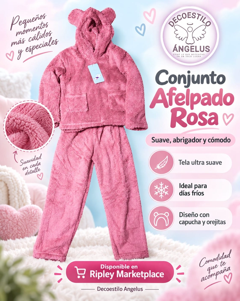 PIJAMA CON OREJAS DE OSITO DE POLAR PARA NIÑOS - 1
