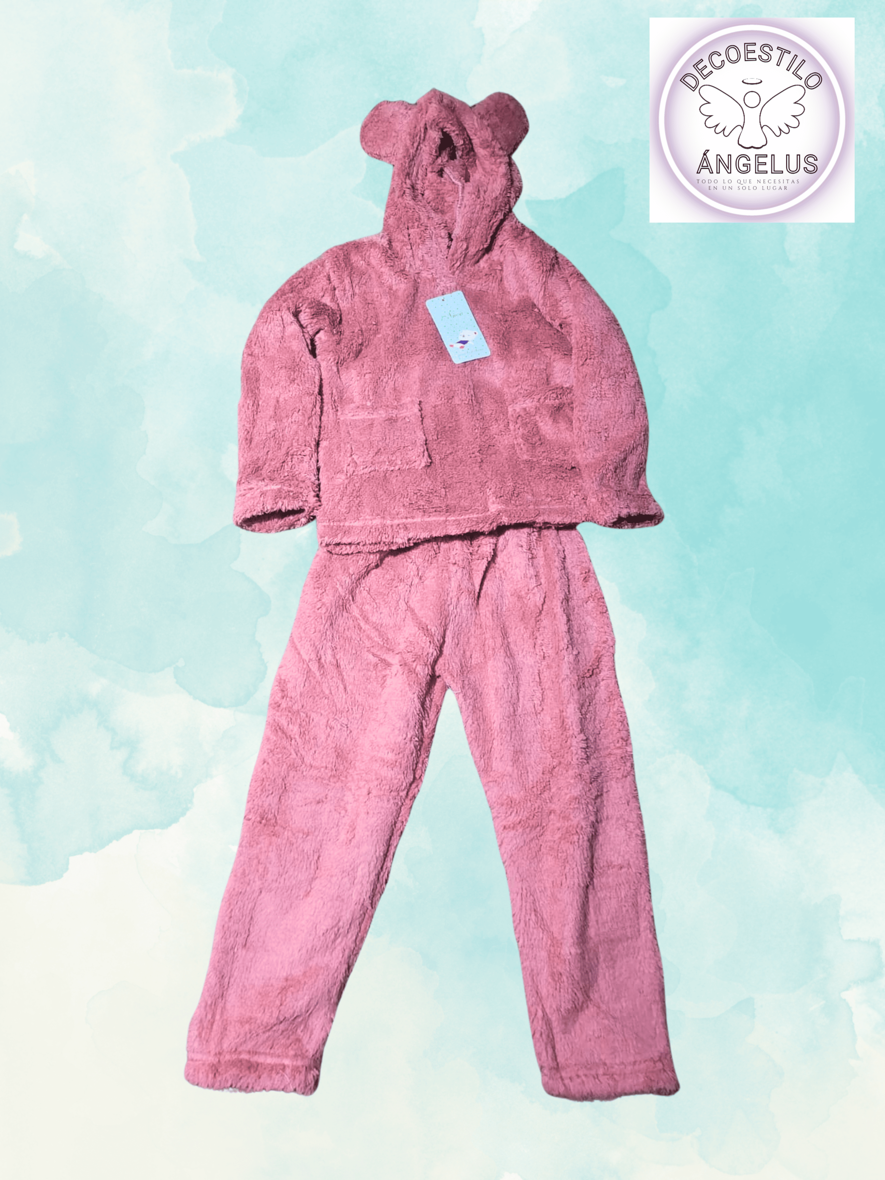 PIJAMA CON OREJAS DE OSITO DE POLAR PARA NIÑOS - 1