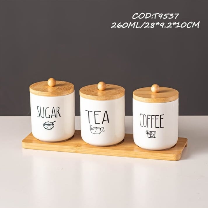 ESPIECERO CONDIMENTERO DE 3 PIEZAS CON BASE DE MADERA 260 ML - 1