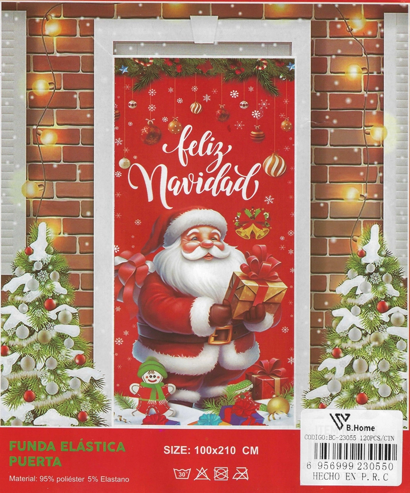FUNDA ELASTICA PARA PUERTA DE NAVIDAD DECORACION NAVIDEÑA FACIL DE INSTALAR CALIDAD PREMIUM - 1