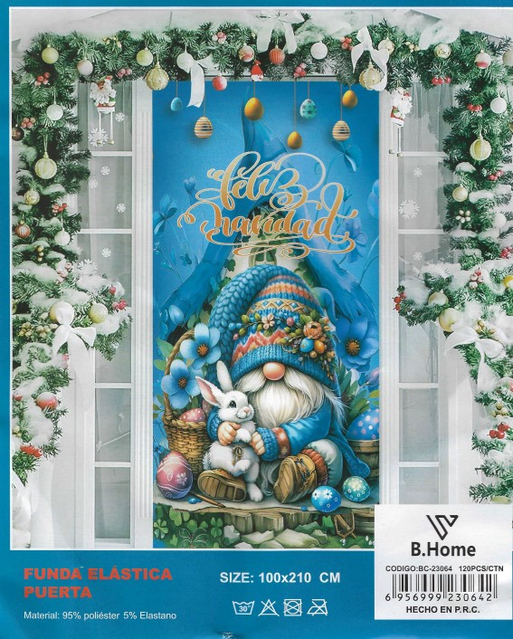 FUNDA ELASTICA PARA PUERTA DE NAVIDAD DECORACION NAVIDEÑA FACIL DE INSTALAR CALIDAD PREMIUM - 1