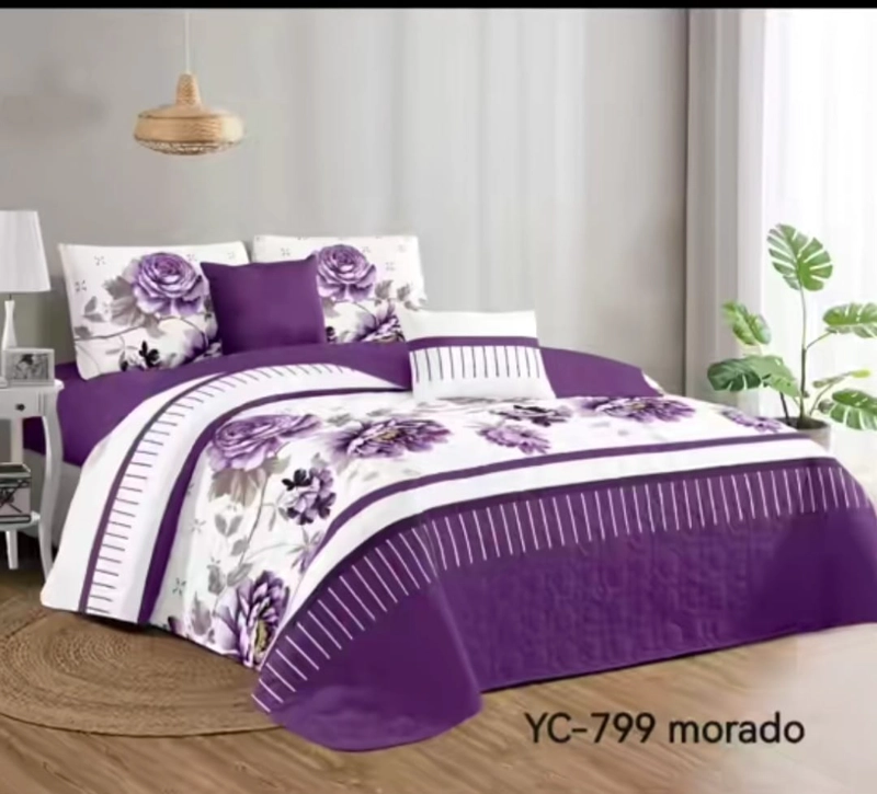 CUBRECAMA DOS PLAZAS + 2 FUNDAS DE ALMOHADA (3 PIEZAS) DISEÑOS VARIADO ESTAMPADO - 1