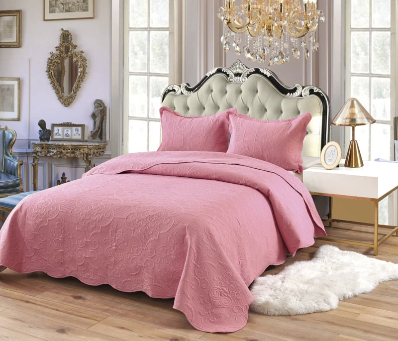 CUBRECAMA PLAZA Y MEDIA + 2 FUNDAS DE ALMOHADA (3 PIEZAS) DISEÑOS COLOR ENTERO - 1