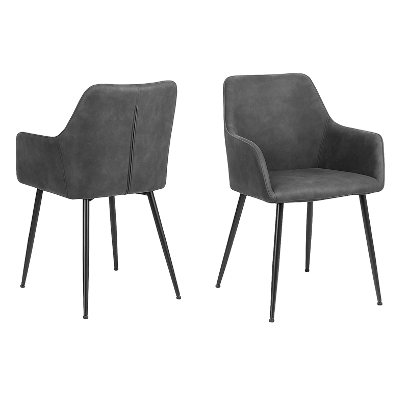 SET 2 SILLAS DE COMEDOR BENEDICTA GRIS CUERO PU - 2
