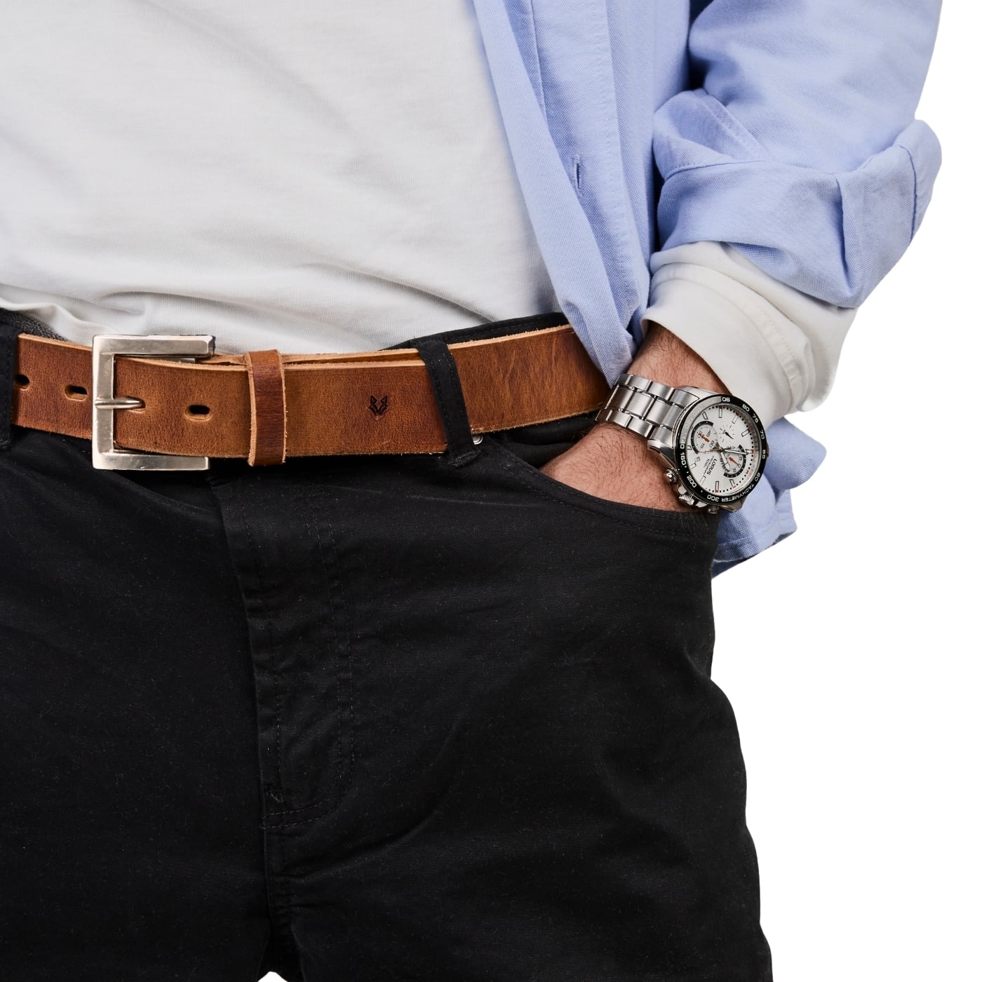 CINTURON HOMBRE DE CUERO LISO CASUAL EN COLOR CAFE VÉROZ - 2