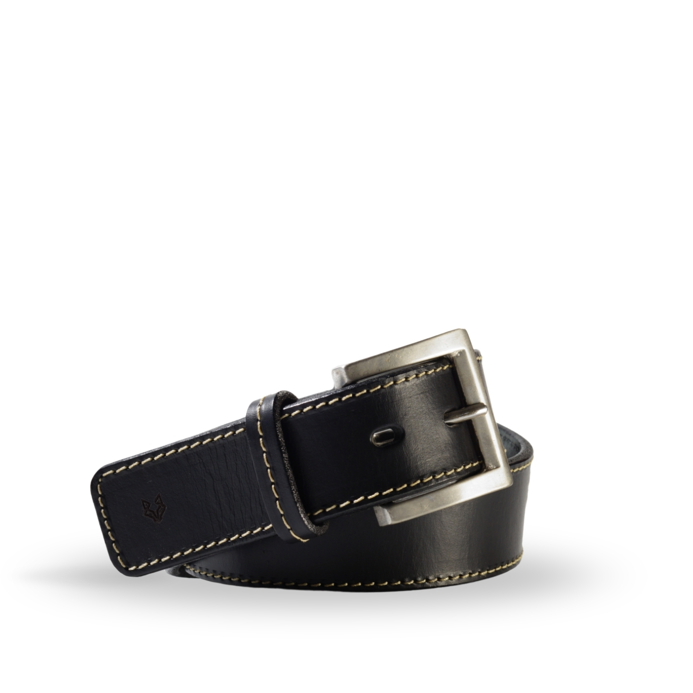 CINTURON HOMBRE DE CUERO COSTURAS CASUAL EN COLOR NEGRO VÉROZ - 1