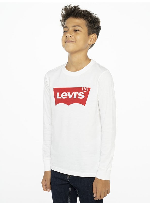 POLERA NIÑO LEVIS BLANCA BATWING MANGA LARGA - 1