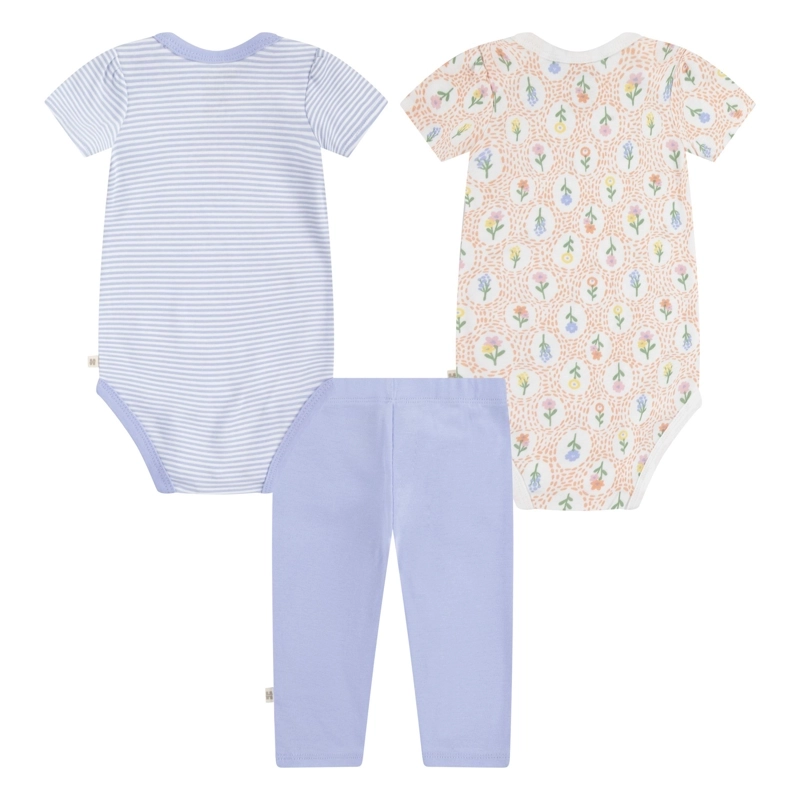 SET 3 PIEZAS BODIES MANGA CORTA Y PANTALON FLORES BEBE HUGGIES - 2