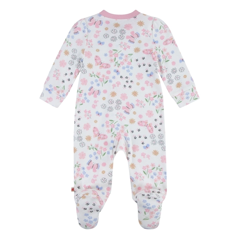 PIJAMA CON PIES Y CIERRE MARIPOSAS Y FLORES BEBE HUGGIES - 2