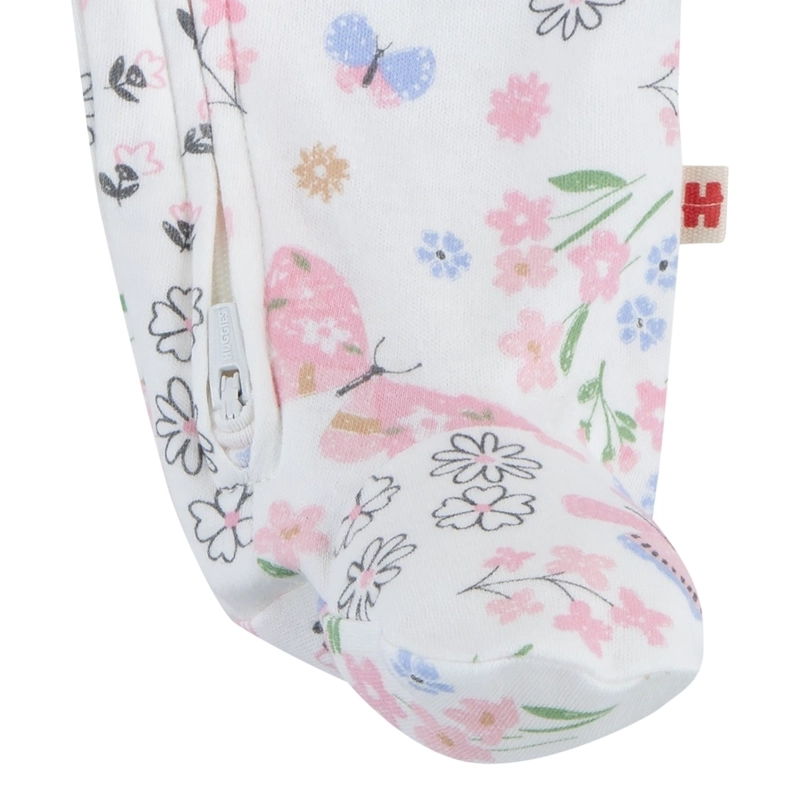 PIJAMA CON PIES Y CIERRE MARIPOSAS Y FLORES BEBE HUGGIES - 4