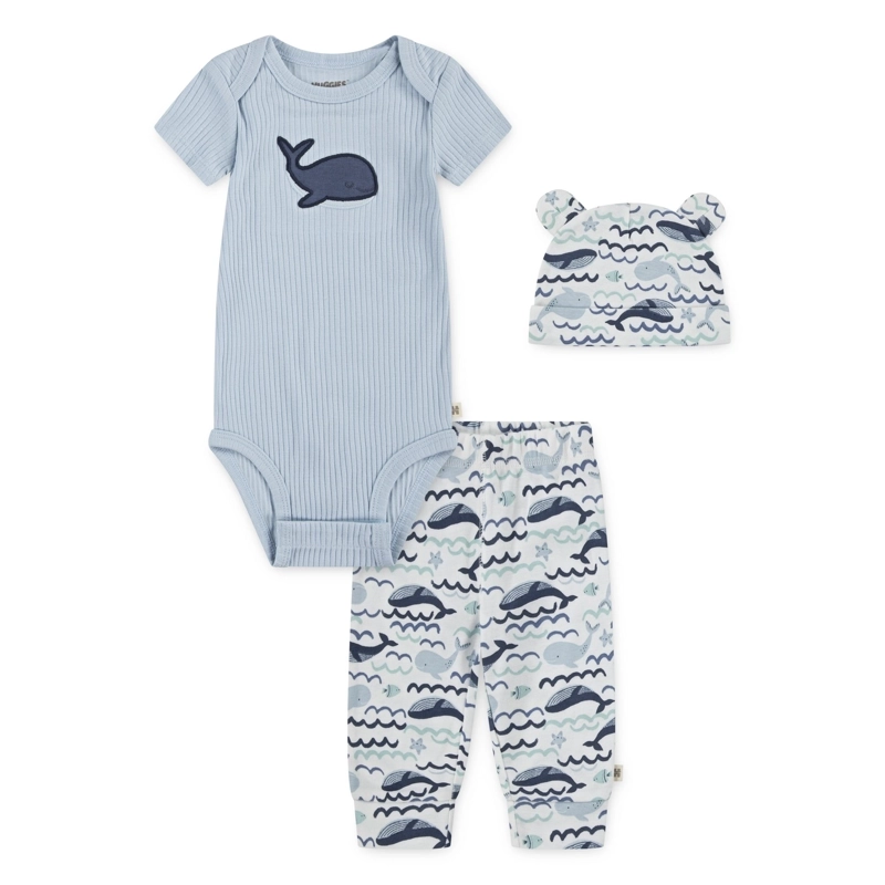 CONJUNTO 3 PIEZAS BODY MANGA CORTA, PANTALON Y GORRO MAR HUGGIES - 1
