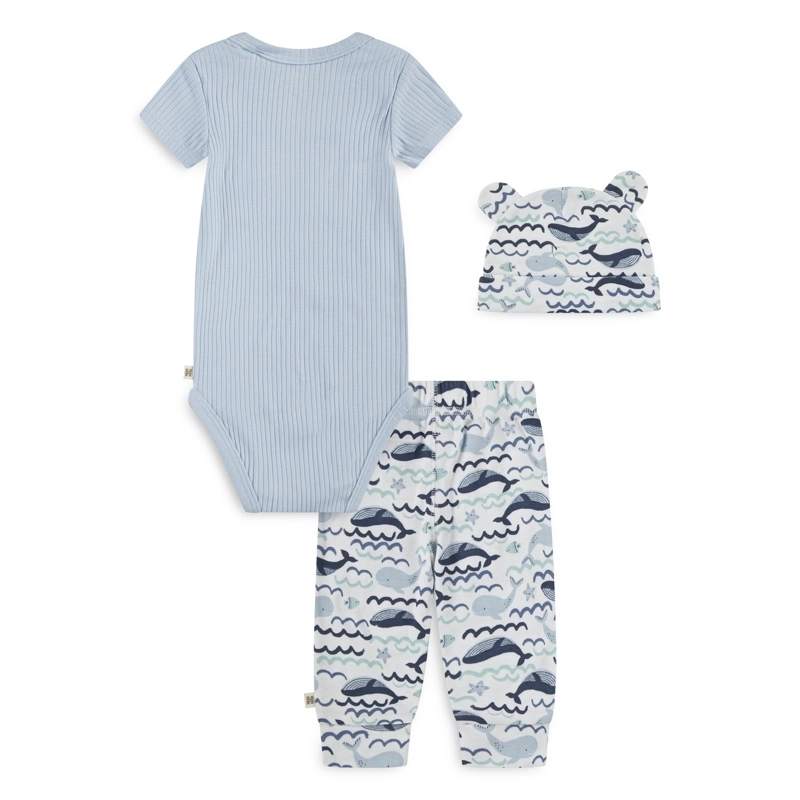 CONJUNTO 3 PIEZAS BODY MANGA CORTA, PANTALON Y GORRO MAR HUGGIES - 2