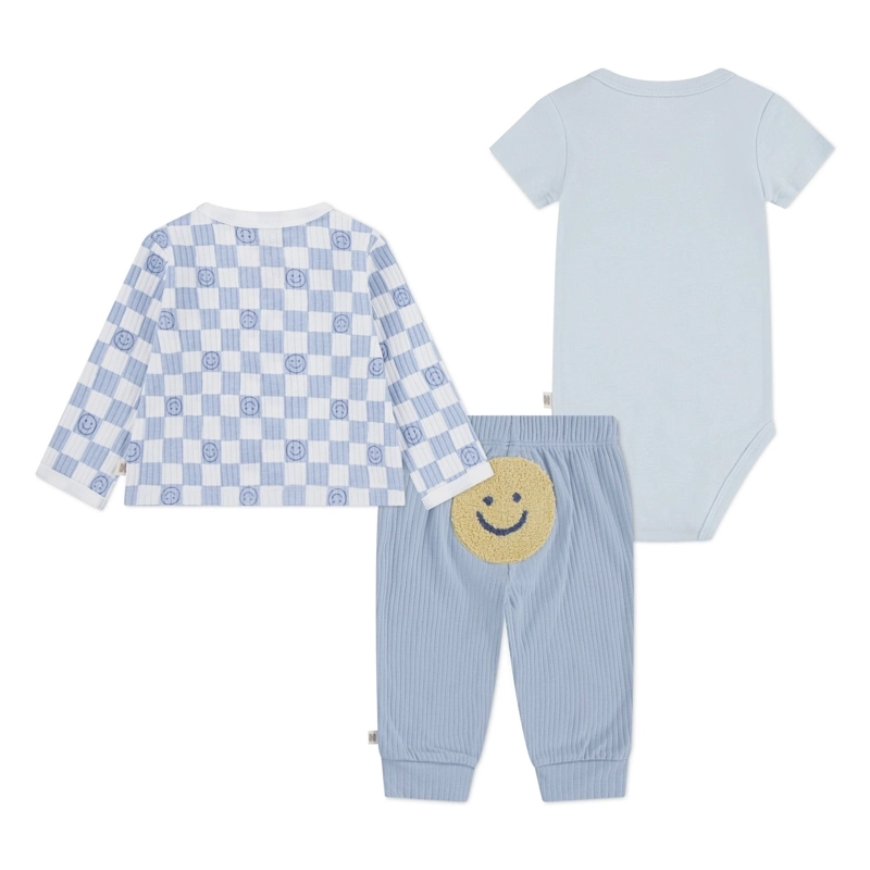 CONJUNTO 3 PIEZAS CHALECO, BODY Y PANTALON BEBE CELESTE HUGGIES - 2