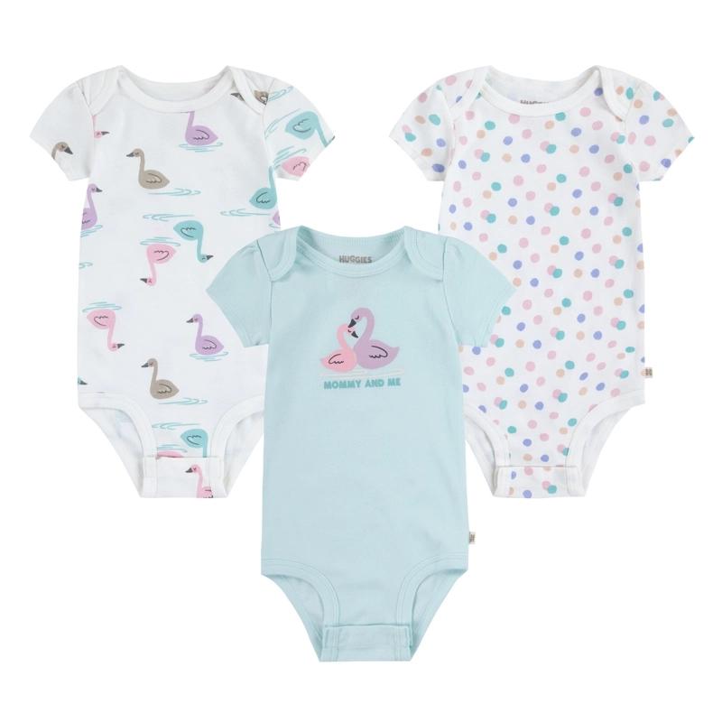 SET 3 BODIES MANGA CORTA PATOS BEBE HUGGIES - 1