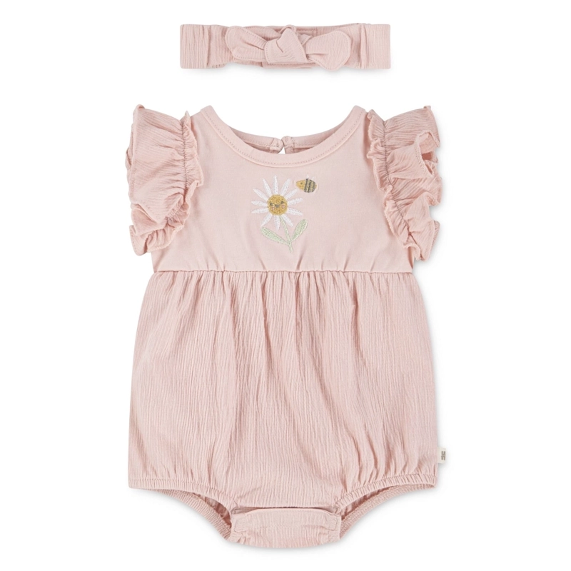 ENTERITO CORTO CON VOLANTES Y CINTILLO ROSADO BEBE HUGGIES - 1