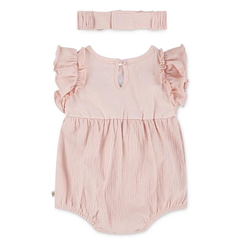 ENTERITO CORTO CON VOLANTES Y CINTILLO ROSADO BEBE HUGGIES - 2