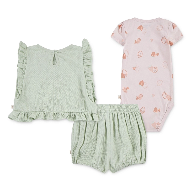 CONJUNTO 3 PIEZAS POLERA, BODY Y SHORT FRUTILLAS BEBE HUGGIES - 2