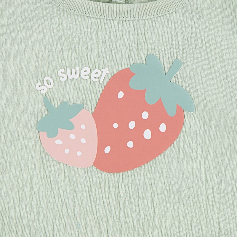 CONJUNTO 3 PIEZAS POLERA, BODY Y SHORT FRUTILLAS BEBE HUGGIES - 3