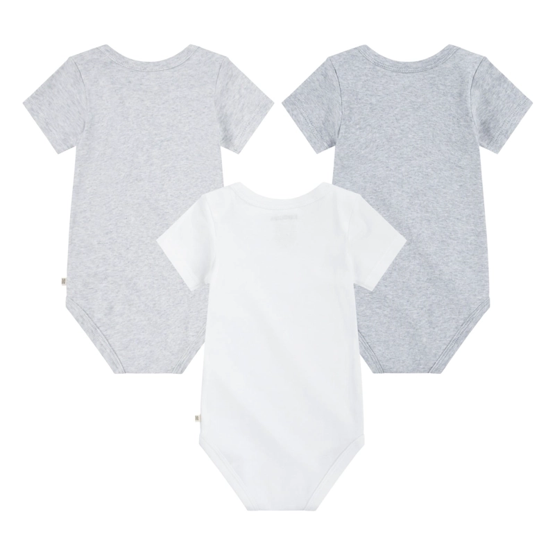 SET DE 3 PIEZAS BODIES MANGA CORTA GRISES BEBE HUGGIES - 2