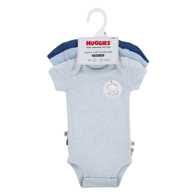 SET DE 3 PIEZAS BODIES MANGA CORTA NEUTROS BEBE HUGGIES - 5