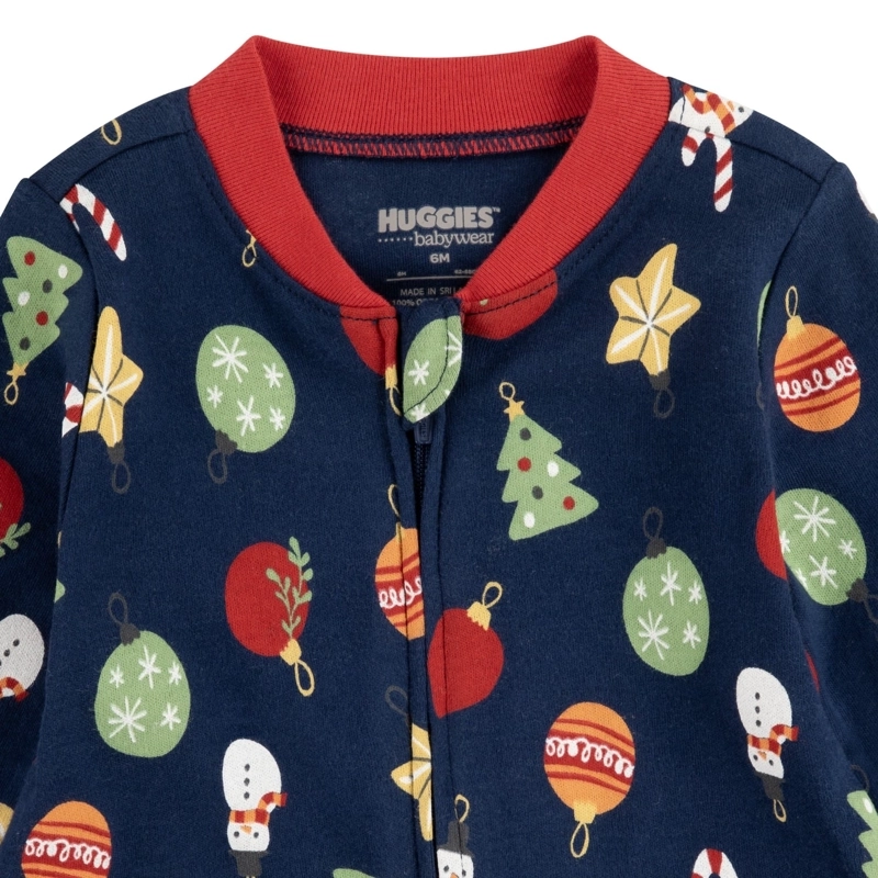 PIJAMA CON PIES Y CIERRE NAVIDEÑO BEBE HUGGIES - 3