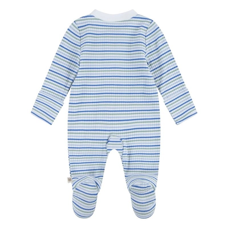 PIJAMA CON PIES Y CIERRE RAYADO CELESTE BEBE HUGGIES - 2
