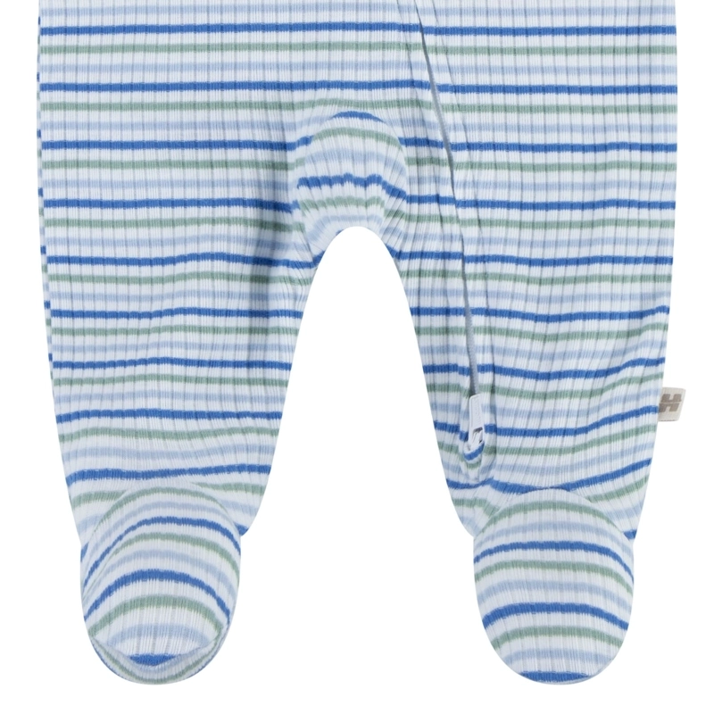 PIJAMA CON PIES Y CIERRE RAYADO CELESTE BEBE HUGGIES - 4