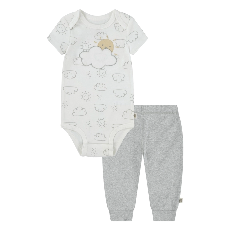 CONJUNTO 2 PIEZAS BODY MANGA CORTA Y PANTALON NUBES BEBE HUGGIES - 1