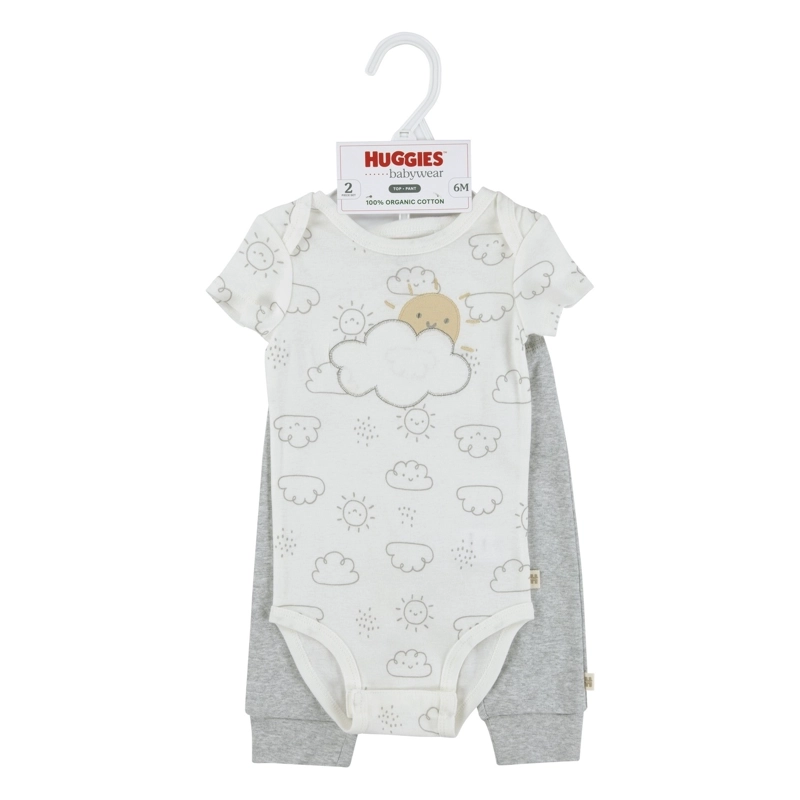 CONJUNTO 2 PIEZAS BODY MANGA CORTA Y PANTALON NUBES BEBE HUGGIES - 5