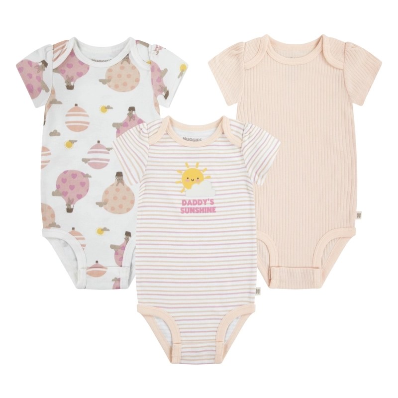 SET 3 BODIES MANGA CORTA GLOBOS BEBE HUGGIES - 1