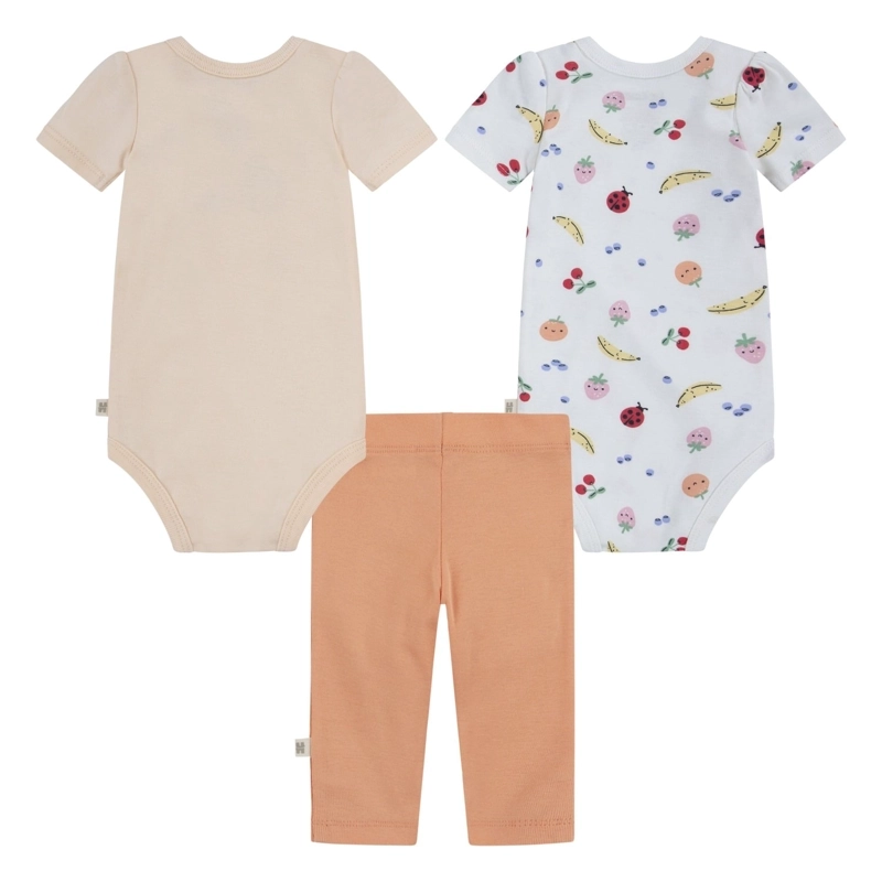 SET 3 PIEZAS BODIES MANGA CORTA Y PANTALON FRUTAS E INSECTOS BEBE HUGGIES - 2
