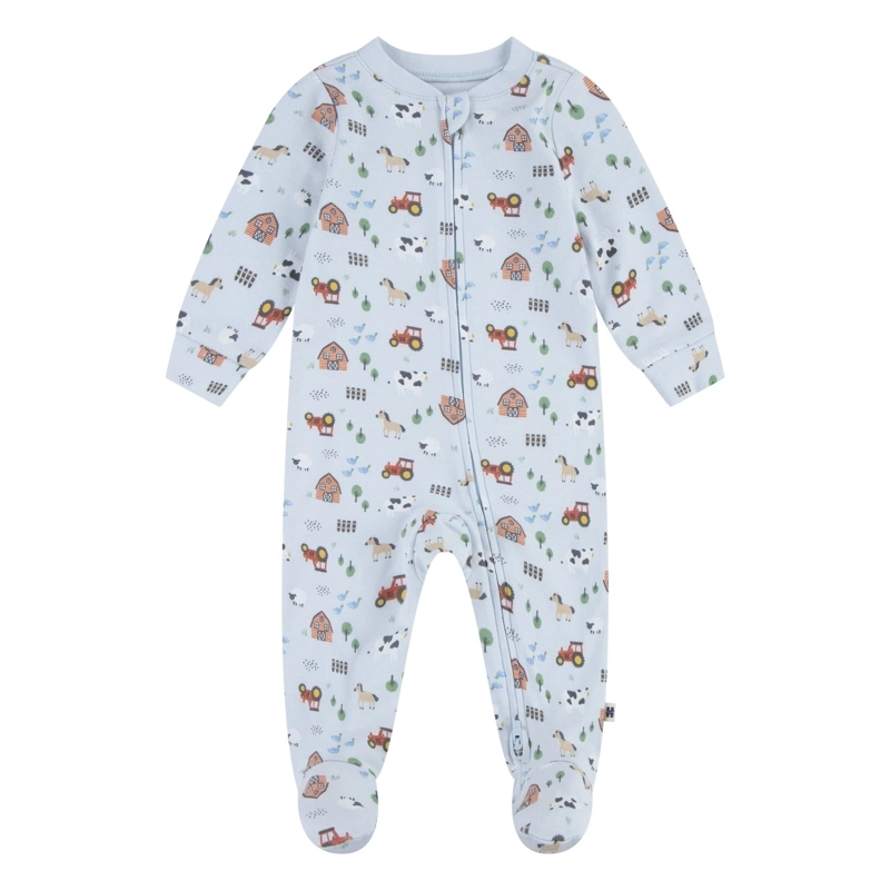 PIJAMA CON PIES Y CIERRE GRANJA BEBE HUGGIES - 1
