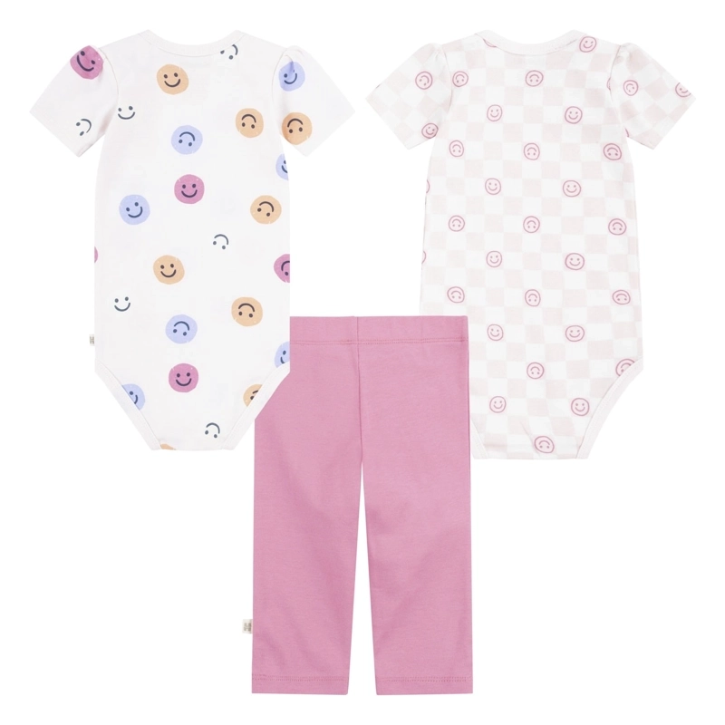 SET 3 PIEZAS BODIES MANGA CORTA Y PANTALON CARITAS BEBE HUGGIES - 2