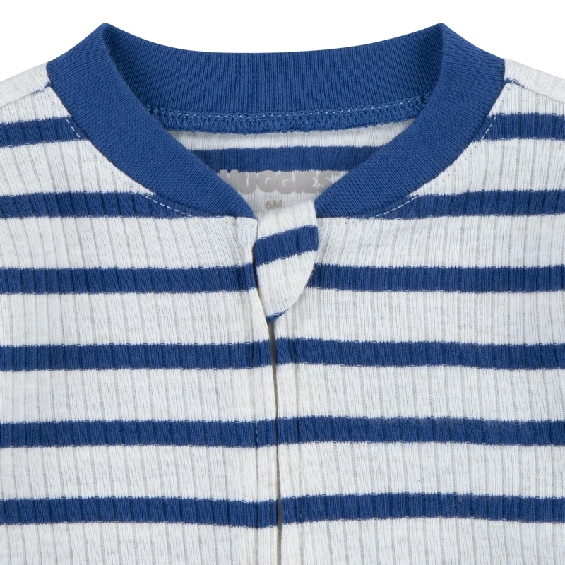 PIJAMA CON PIES Y CIERRE RAYADO AZUL BEBE HUGGIES - 3