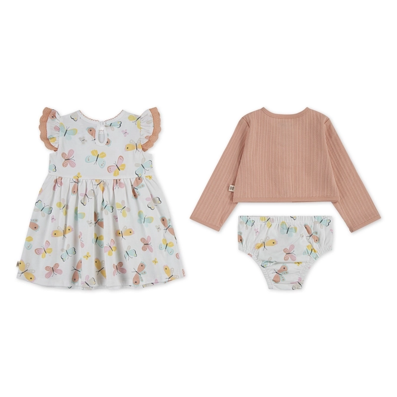 CONJUNTO 3 PIEZAS VESTIDO, CHALECO Y CALZON CUBREPAÑAL MARIPOSAS BEBE HUGGIES - 2